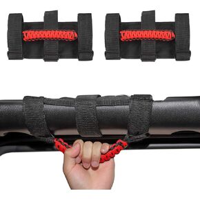 JeCar Grab Handles for Jeep Wrangler, Heavy Duty Roll Bar Grab Handles Compatible with Jeep Wrangler 1955-2023 CJ YJ TJ JK JL & 2020-2023 Gladiator JT, Pink