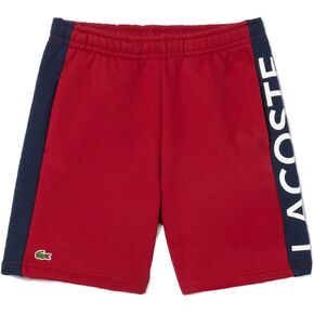 Lacoste Kids' Adjustable Waist W/Color Blocked Large Leg Stripe Childrens Shorts