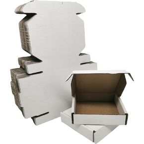 4x4x1 inch Small Shipping Box Mailers, White Corrugated Cardboard Packaging Storage Boxes 25 Pack