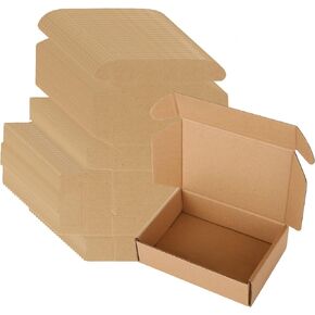 6x4x1.6 Inch Shipping Boxes Pack of 50 Cardboard Boxes 3 Layers Kraft Corrugated Boxes Recyclable Reusable Small Mailing Boxes for Shipping Mailing Packing Storage (Inside Size: ?) AKOLAFE