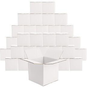 Peohud 40 Pack Small Shipping Boxes, 4 x 4 x 4 Inches White Corrugated Cardboard Box, Mailing Box for Shipping, Packing Storage, Gift Box, Recyclable