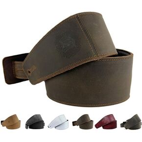 "The Reticent Full Grain Leather Guitar Strap For Electric, Acoustic, and Bass Guitars (2", Tan Tobacco)