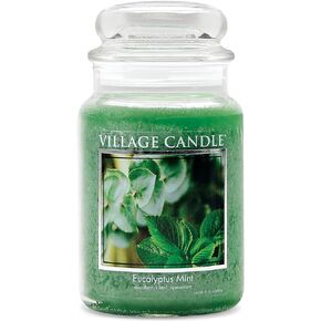 Village Candle Eucalyptus Mint Large Glass Apothecary Jar Scented Candle, 21.25 oz, Green