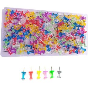 200pcs Push Pins,Clear Multiple Colors Push Pins, Bulletin Board Thumb Tacks for Cork Board, Map Pins, Photo Hanging Tacks,Craft Projects Nails,Ideal for Homes,Schools and Offices