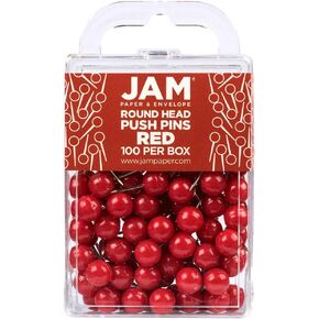 JAM PAPER Colorful Push Pins - White PushPins - 100/Pack