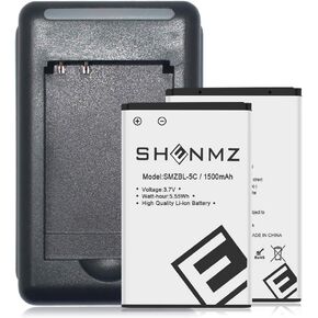 SHENMZ BL-5C Battery Charger, 2X 1500mAh Replacement BL-5C Battery with Battery Charger for Household Radio, Nokia BL-5C Spare Battery Charger Kit with Current Protection