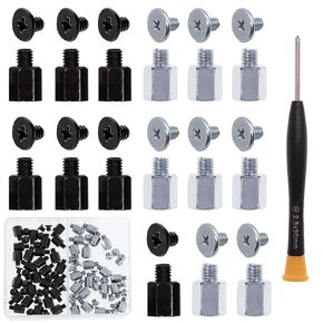 M2 Motherboard Standoffs Notebook Computer Screw 80Pcs M.2 SSD Mounting Screws M3 x 6+3 Standoff for MSI Motherboard Black and Silver Screws