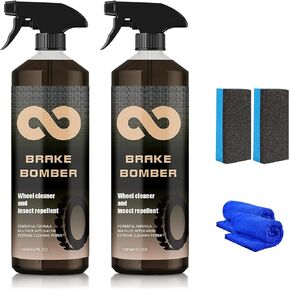 Brake Bomber Wheel Cleaner,Non-Acid Wheel Cleaner and Bug Remover,Perfect for Cleaning Wheels and Tires,Brake Dust Remover Rim Wheel Cleaner,Safe on Alloy,Chrome,and Painted Wheels(120ml*2PCS)