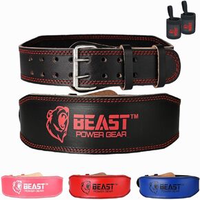 Weight Lifting Belt 4inch Leather Belt With Free Wrap - Foam Padded Back Support Gym Belt for Bodybuilding Squat Deadlift Weightlifting Belt Men Women