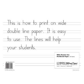 Learning Without Tears Wide Notebook Paper- Handwriting Without Tears®- TK–Grade 1, Double Lined Paper for Writing, Handwriting- for School or Home Use