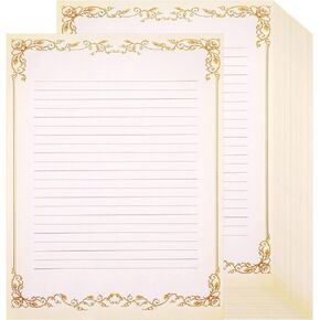 200 Sheets Vintage Lined Stationery Paper Letter Writing Paper with Lines Ruled Stationary Paper Fancy Lined Paper Antique Retro Lined Sheets for Writing Poems Lyrics Notes, 8.3 x 11 Inch