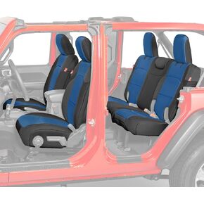 Diver Down Neoprene Seat Cover Set - Fits Jeep JL 4-Door 2018-2022 Wrangler - Front and Back Seat Set - Waterproof Custom Fit Seat Covers - Soft Padded Thermal Resistant Cushion (Black, Cloth Seats)