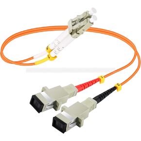 1ft Fiber Optic Adapter Cable LC (Male) to SC (Female) Multimode 62.5/125 Duplex
