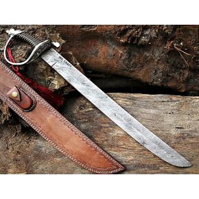 24" Damascus Cutlass Sword Silver Sword Art Tactical Sword Master LARP Sword Cutlass Sward Handmade Scimitar Sword Cosplay Viking Sword Gift for Men, Gift for him