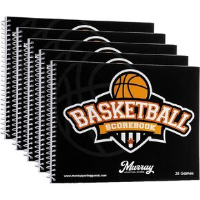 Murray Sporting Goods Basketball Scorebook - 35 لعبة جنبًا إلى جنب لتتبع إحصائيات كرة السلة | المدرسة الثانوية، المدرسة المتوسطة، الدوري الصغير | حزمة من 5