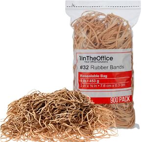 1InTheOffice Rubber Bands Size 32, 32 Rubber Bands, Beige, 32, 900 Pack