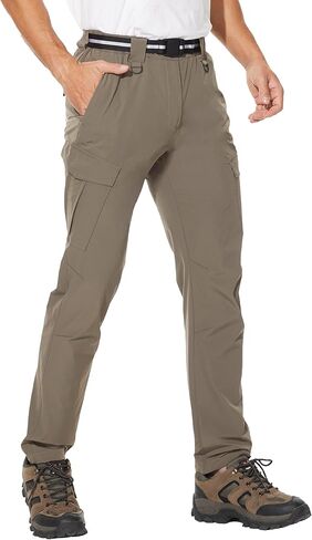 Men's Hiking Pants Outdoor Water Resistant Flex Ripstop Cargo Pants Quick Dry Lightweight Fit Pants 6 Pockets and Belt in Kuwait