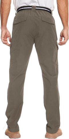Men's Hiking Pants Outdoor Water Resistant Flex Ripstop Cargo Pants Quick Dry Lightweight Fit Pants 6 Pockets and Belt in Kuwait