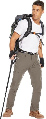 Men's Hiking Pants Outdoor Water Resistant Flex Ripstop Cargo Pants Quick Dry Lightweight Fit Pants 6 Pockets and Belt in Kuwait