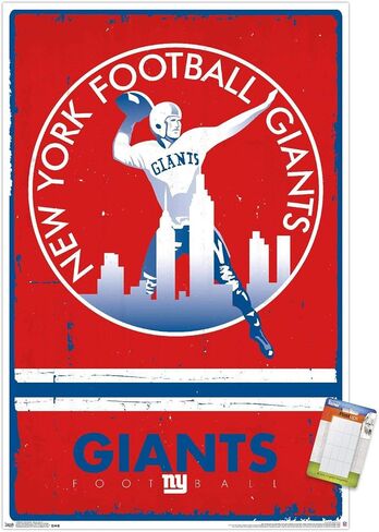 ملصق حائط من Trends International NFL New York Giants - شعار ريترو 15، مقاس 22.37 بوصة × 34.00 بوصة، حزمة ملصق ومشبك in Saudi Arabia