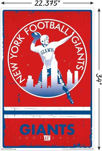 ملصق حائط من Trends International NFL New York Giants - شعار ريترو 15، مقاس 22.37 بوصة × 34.00 بوصة، حزمة ملصق ومشبك in Saudi Arabia