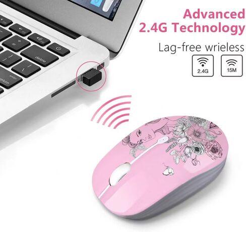 JUHOO Wireless Mouse with Nano Receiver for PC, Laptop, Notebook, Computer, MacBook, Less Noise, Portable Mobile Optical Mice in Saudi Arabia