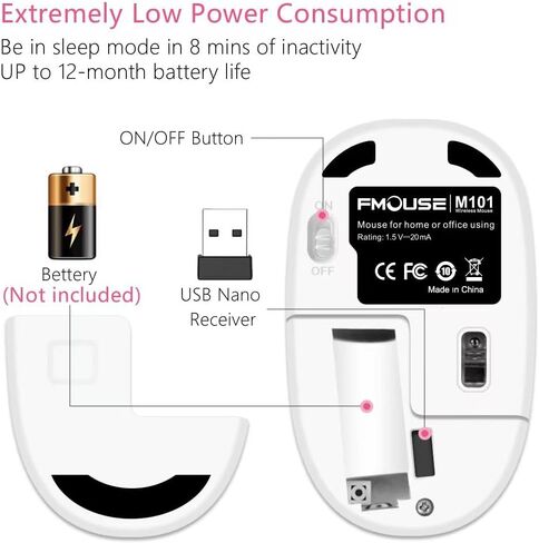 JUHOO Wireless Mouse with Nano Receiver for PC, Laptop, Notebook, Computer, MacBook, Less Noise, Portable Mobile Optical Mice in Saudi Arabia
