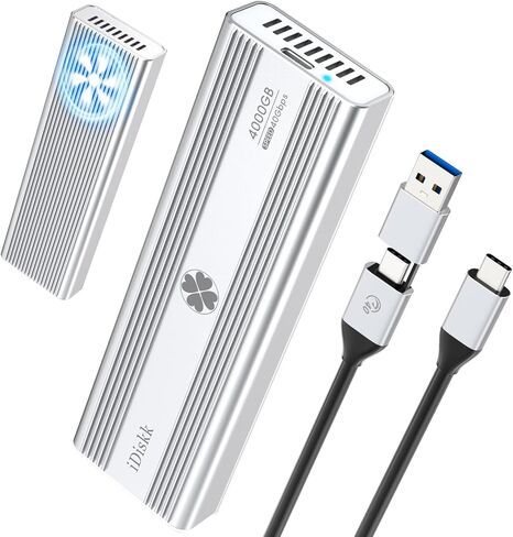 iDiskk 40 جيجابت في الثانية 4 تيرابايت M.2 NVMe SSD احترافي قوي USB-C ألومنيوم خارجي صلب - ما يصل إلى 3000 ميجابايت/ثانية، Thunderbolt 3 (40 جيجابت في الثانية)، USB-C (10 جيجابت في الثانية)، متوافق مع USB4/3.2/3.1/3.0/2.0 in Kuwait