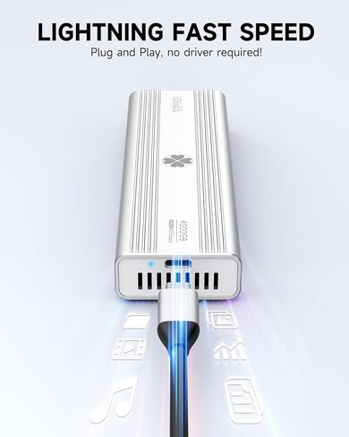 iDiskk 40 جيجابت في الثانية 4 تيرابايت M.2 NVMe SSD احترافي قوي USB-C ألومنيوم خارجي صلب - ما يصل إلى 3000 ميجابايت/ثانية، Thunderbolt 3 (40 جيجابت في الثانية)، USB-C (10 جيجابت في الثانية)، متوافق مع USB4/3.2/3.1/3.0/2.0 in Kuwait