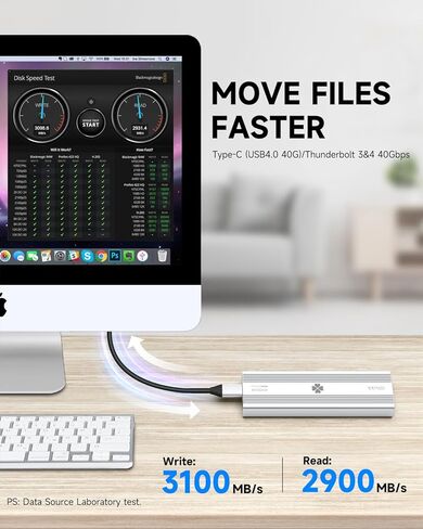 iDiskk 40 جيجابت في الثانية 4 تيرابايت M.2 NVMe SSD احترافي قوي USB-C ألومنيوم خارجي صلب - ما يصل إلى 3000 ميجابايت/ثانية، Thunderbolt 3 (40 جيجابت في الثانية)، USB-C (10 جيجابت في الثانية)، متوافق مع USB4/3.2/3.1/3.0/2.0 in Kuwait