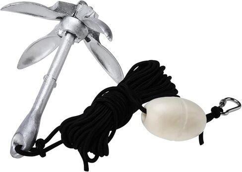 مرساة قوارب الكاياك البحرية، مجموعة مرساة كاياك 3.3 رطل، مجموعة مرساة عنب قابلة للطي مع حبل 40 قدم، ملحقات مرساة بحرية لزوارق الكاياك والزوارق وألواح التجديف in Kuwait