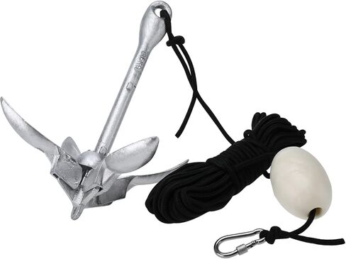 مرساة قوارب الكاياك البحرية، مجموعة مرساة كاياك 3.3 رطل، مجموعة مرساة عنب قابلة للطي مع حبل 40 قدم، ملحقات مرساة بحرية لزوارق الكاياك والزوارق وألواح التجديف in Kuwait