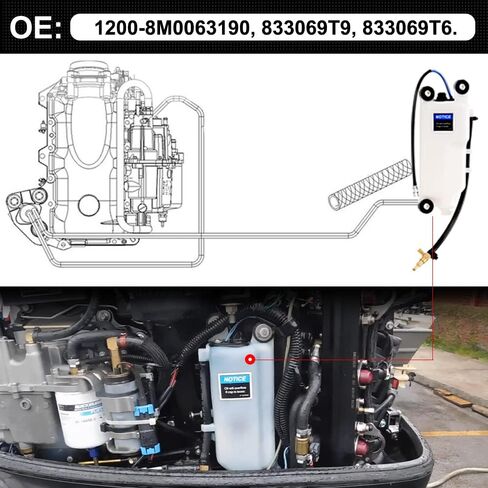 مجموعة خزان الزيت لميركوري مارينر سبورتجيت خارجي 110/135/150/175/200/240HP 2.5L 1200-8M0063190 833069T9 833069T6 in Kuwait