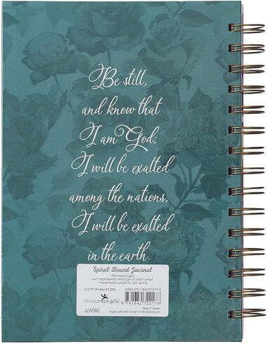 Christian Art Gifts Journal w/Scripture Be Still and Know Psalm 46:10 Bible Verse Purple Rose 192 Ruled Pages, Large Hardcover Notebook, Wire Bound in Kuwait