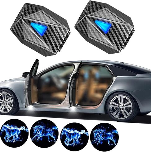 LZLRUN الرسوم المتحركة الإسقاط ترحيب الضوء، تشغيل الجليد النار الحصان باب ترحيب LED ضوء للسيارة in Kuwait