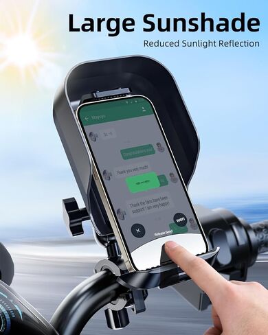 Bike Phone Holder with Sunshade, Motorcycle Phone Mount Waterproof for Bicycle Electric Scooter Accessories for Adult Bikes Handlebar Cell Phone Stand for Men Suit for 4.7" to 7.2" Smartphones in Kuwait