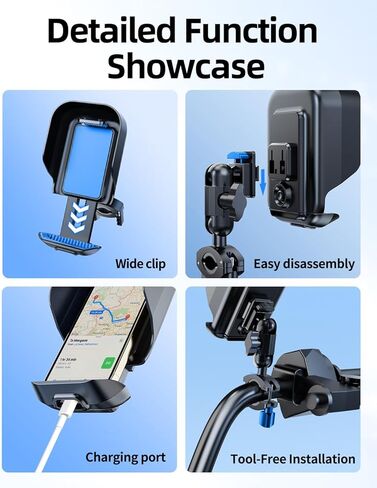 Bike Phone Holder with Sunshade, Motorcycle Phone Mount Waterproof for Bicycle Electric Scooter Accessories for Adult Bikes Handlebar Cell Phone Stand for Men Suit for 4.7" to 7.2" Smartphones in Kuwait