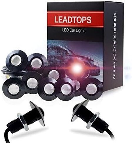 مصابيح LED على شكل عين النسر من LEADTOPS، 10 عبوات DIY 12 فولت رقيقة جدًا 23 مم لمبة عين النسر ذيل الضباب DRL أضواء النهار الجري الأبيض للسيارة والدراجة النارية (أبيض، أسود) in Saudi Arabia