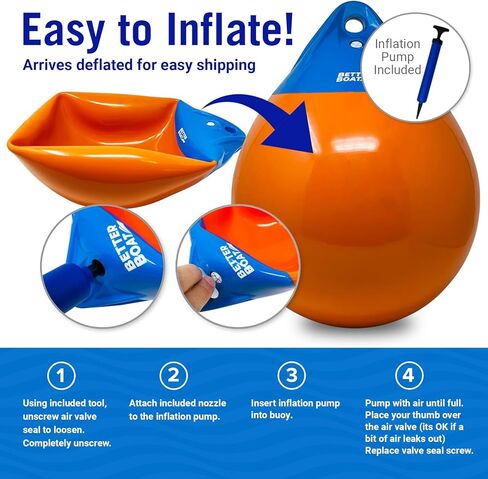 مصدات القوارب لرسو السفن، مصدات القوارب، عوامات رسو القوارب للبحيرة أو المحيط، عوامة قارب مائي، عوامة تعويم، كرة مرساة، مصدات للقارب، علامة Turnstone، 12 بوصة مستديرة، 2 حزمة in Kuwait