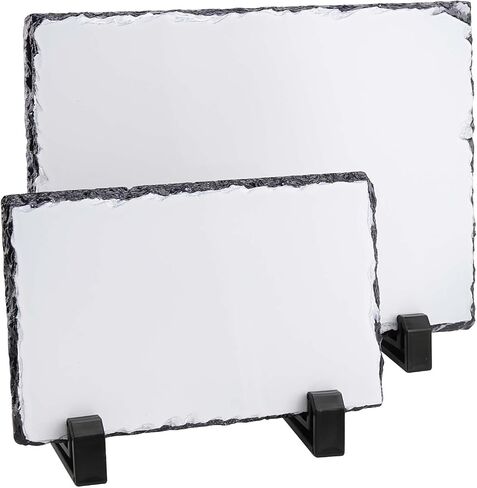 6 Pack Sublimation Slate Blanks, 2 Size Heat Transfer Rectangular Sublimation Photo Slate with Display Holder, Personalized Rock Slate Photo Plaque for Desktop Souvenir DIY Personalized Gift in Saudi Arabia