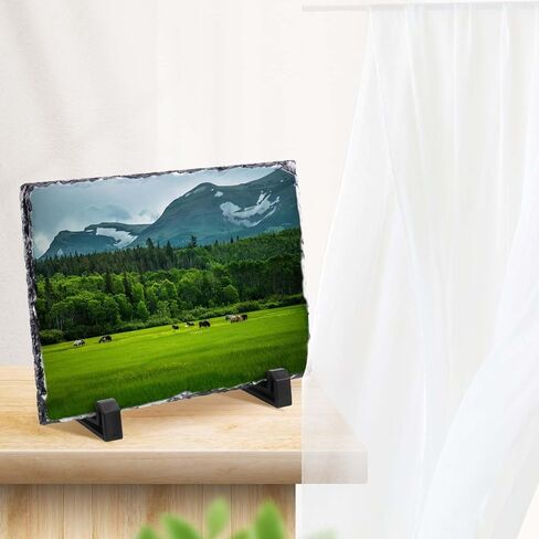 6 Pack Sublimation Slate Blanks, 2 Size Heat Transfer Rectangular Sublimation Photo Slate with Display Holder, Personalized Rock Slate Photo Plaque for Desktop Souvenir DIY Personalized Gift in Saudi Arabia