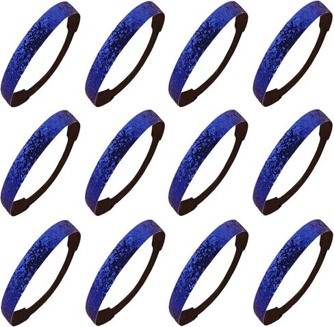 Kenz Laurenz 12 Pack Glitter Headbands U PICK (Available in LOTS of COLORS) - Elastic Stretch Sparkly Fashion Headband for Teens Girls Women Softball Volleyball Basketball Sports Teams Set Hair Accessories Store (Black) in Saudi Arabia