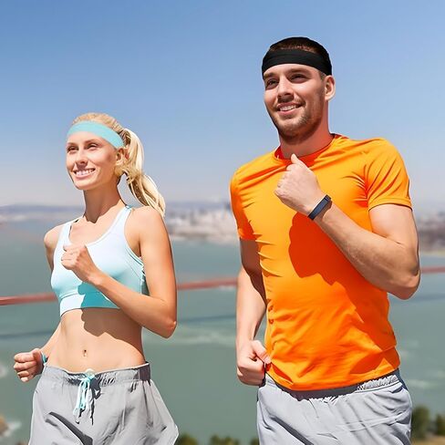 Sweatbands Sports Headband for Women Men, 5Pcs Non Slip Running Headband Moisture Wicking Hair Band for Athletic Cycling Basketball Yoga Fitness Workout in Saudi Arabia