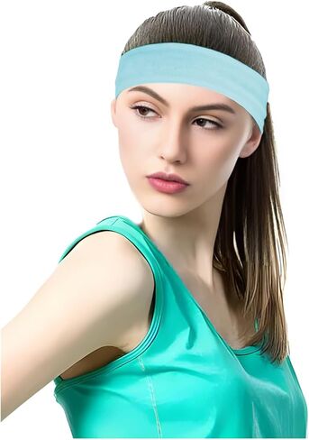 Sweatbands Sports Headband for Women Men, 5Pcs Non Slip Running Headband Moisture Wicking Hair Band for Athletic Cycling Basketball Yoga Fitness Workout in Saudi Arabia