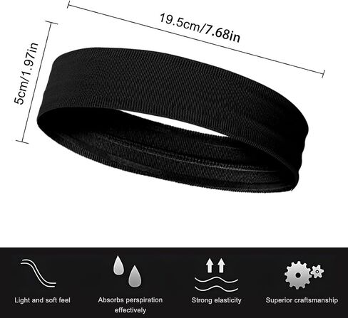 Sweatbands Sports Headband for Women Men, 5Pcs Non Slip Running Headband Moisture Wicking Hair Band for Athletic Cycling Basketball Yoga Fitness Workout in Saudi Arabia