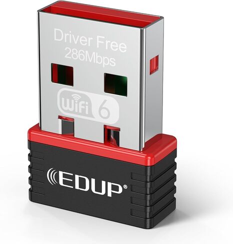 محول 802.11ax Nano USB WiFi 6 للكمبيوتر الشخصي، محول EDUP 2.4G 300Mbps لاسلكي صغير USB WiFi لأجهزة الكمبيوتر المحمول المكتبية، دونجل USB WiFi بحجم السفر بدون سائق، يدعم Windows 11/10/7 in Kuwait
