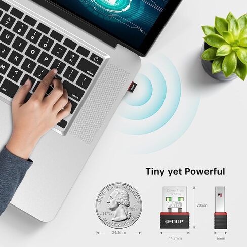 محول 802.11ax Nano USB WiFi 6 للكمبيوتر الشخصي، محول EDUP 2.4G 300Mbps لاسلكي صغير USB WiFi لأجهزة الكمبيوتر المحمول المكتبية، دونجل USB WiFi بحجم السفر بدون سائق، يدعم Windows 11/10/7 in Kuwait