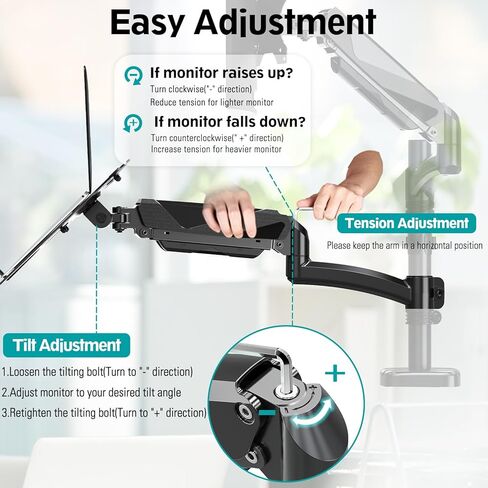 حامل شاشة MOUNT PRO وحامل كمبيوتر محمول يناسب الحد الأقصى لشاشات الكمبيوتر المحمول مقاس 17 بوصة وشاشات كمبيوتر مقاس 32 بوصة، وحامل كمبيوتر محمول وشاشة مزدوج، كل ذراع يحمل ما يصل إلى 17.6 رطل، حامل شاشة الكمبيوتر المحمول مع إمالة/دوران/دوران قابل للتعديل in Kuwait