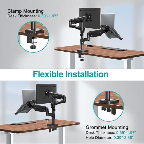 حامل شاشة MOUNT PRO وحامل كمبيوتر محمول يناسب الحد الأقصى لشاشات الكمبيوتر المحمول مقاس 17 بوصة وشاشات كمبيوتر مقاس 32 بوصة، وحامل كمبيوتر محمول وشاشة مزدوج، كل ذراع يحمل ما يصل إلى 17.6 رطل، حامل شاشة الكمبيوتر المحمول مع إمالة/دوران/دوران قابل للتعديل in Kuwait