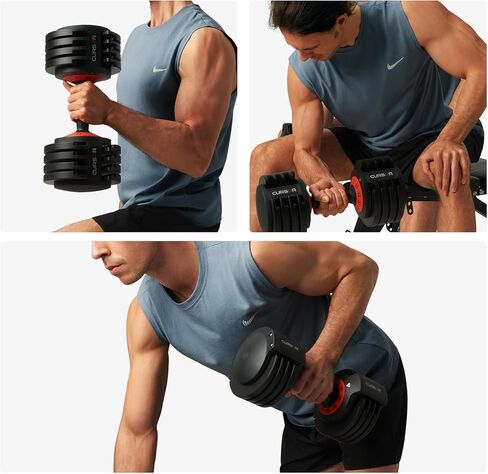 مجموعة دمبل كاملة من الحديد الزهر 5 في 1 قابلة للتعديل سريعًا، تدريب قوة الوزن المنزلي، مجموعة 25 رطل، مجموعة 55 رطل in Kuwait